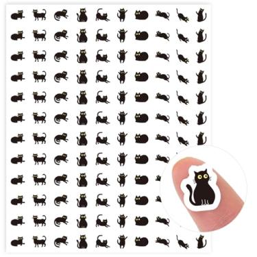 Imagem de JarThenaAMCS 2400 pçs mini adesivo preto gato fofo papel decalque adesivo autoadesivo para planejador recompensa envelope scrapbook scrapbook suprimentos faça você mesmo, 1,3 cm