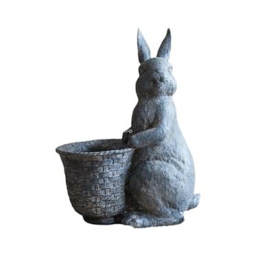 Imagem de LANDENGWANG Vasos de flores fofos, vasos de coelhinhos cinzentos, decoração de casa de fazenda, design de lebre de coelho, jardim, suporte de suculenta, primavera, coelhinho, flor, páscoa, decoração