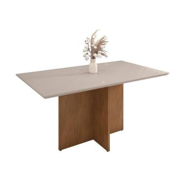 Imagem de Mesa De Jantar Ryan 1.6 Off White Cedro Tampo De Vidro