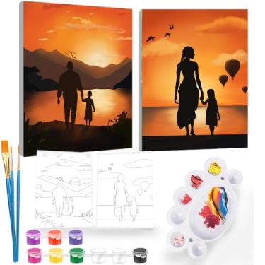 Imagem de Kit de pintura e sorvete de 2 peças para adultos, tela pré-desenhada para pintar para casais à noite de vinho, para festas, casais faça-você-mesmo, kits de pintura acrílica para encontros noturnos 8 ×