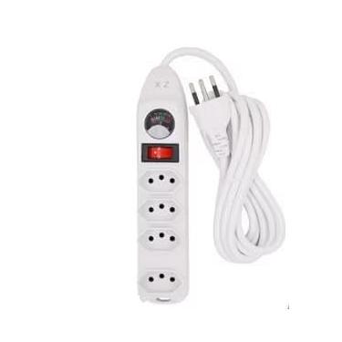 Imagem de Régua Filtro de Linha com Fusível, 5 Tomadas, Proteção contra Surtos, Interruptor, Branco