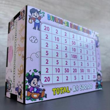 Imagem de Cofre Desafio Infantil - Meta 500 Reais Brinquedo Educativo - Com tabe