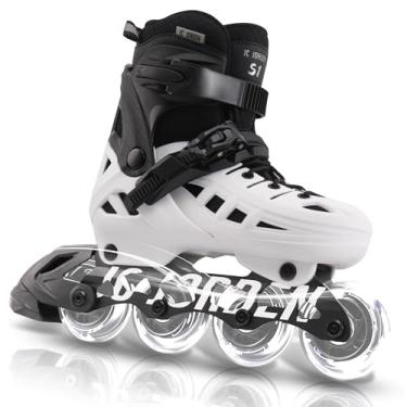 Imagem de Patins em linha para crianças, meninas e meninos, lâminas de patins ajustáveis de 4 tamanhos com rodas de iluminação total para mulheres e homens, revestimento externo durável, patins de 4 a 12