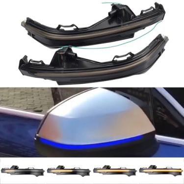 Imagem de Yoegerery 2 peças pisca-pisca dinâmica LED sequencial sequencial espelho lateral indicador de luzes para Au=di Q5 FY 2018 2019 Q7 4M 2016 2017 (amarelo-azul)