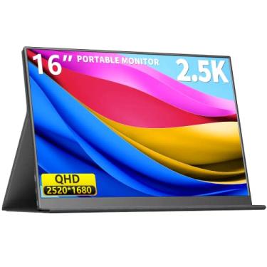 Imagem de MAGICRAVEN Monitor de Jogos Portátil de 2,5K, Monitor de Laptop Ips de 16 "2520X1680 1500: 1, Tela de Computador Hdmi Usb C Leve e Fina, Tela de Jogos com Alto-Falantes, Monitor de Viagem para Mac Pc