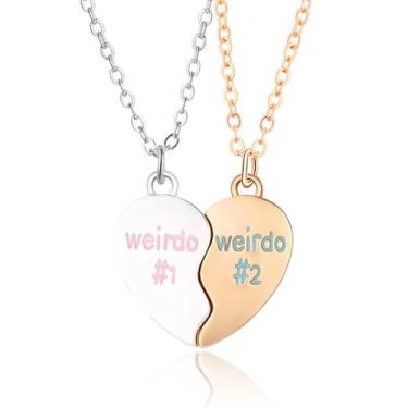 Imagem de LIU JUN Colar Bff para 3, Weirdo 1 Weirdo 2 Weirdo 3 Colar Coração Bff Colar Combinando Para 3 Colares de Melhor Amigo Irmã Amizade Forever Joias Presentes, Large, Zinco, Sem Pedra Preciosa
