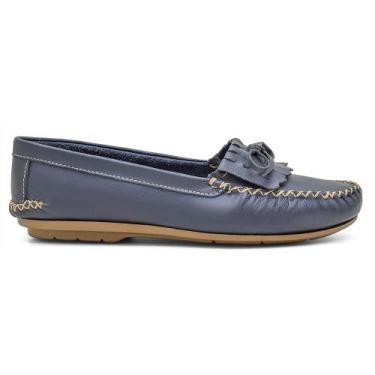 Imagem de Mocassim Feminino Marinho Couro Conforto Casual Ortopédico - Mager, 37