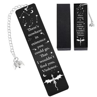 Imagem de Berirexrion Marcador de página legal da quarta asa – presente para amantes de livros de fantasia, dragão, metal, marcadores para homens, fãs de livros de romance, marcadores de página preta, meninos,