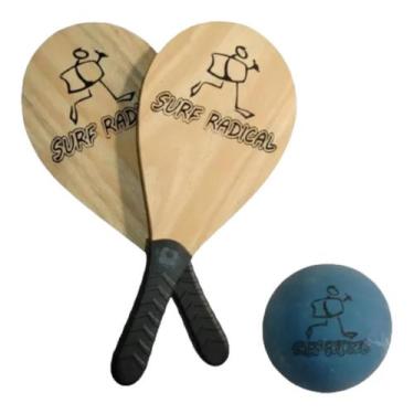 Imagem de Raquete De Frescobol Madeira/ 2 Raquetes Com  Bola e Sacola - Corpo Do