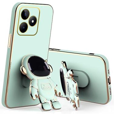 Imagem de Capa compatível com Realme Note 50 com suporte de desenho animado de astronauta criativo rosa, para Realme Note 50 capa de telefone de silicone à prova de choque com suporte macio TPU capa fina (verde
