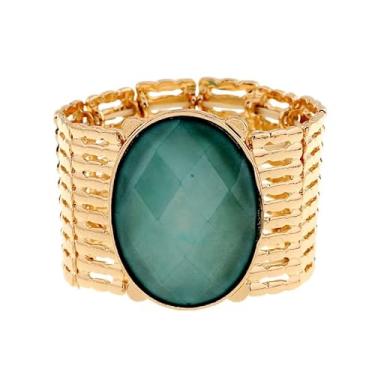 Imagem de Cykdohy Boho Pulseira elástica com pedras preciosas azuis ovais para mulheres, boêmia, vintage, vazada, larga, empilhável, em camadas, pulseiras, retrô, verão, praia, férias, joias, One Size, Liga de