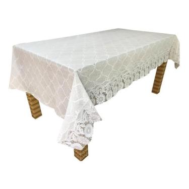 Imagem de Genérico, Toalha Mesa Croche Flores 100% Impermeável 1,40 X 2,20 Nome do desenho:Flores;Cor:Água