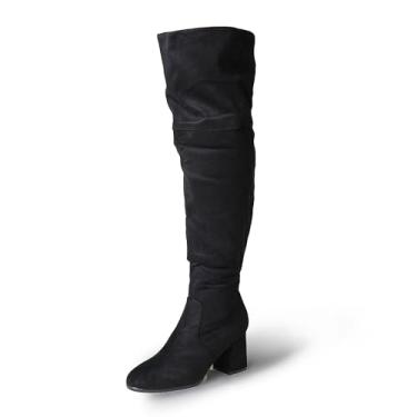 Imagem de J. Adams Brandy Over The Knee Boot – Calcanhar moderno de cano baixo de camurça na altura da coxa, Black Suede, 6