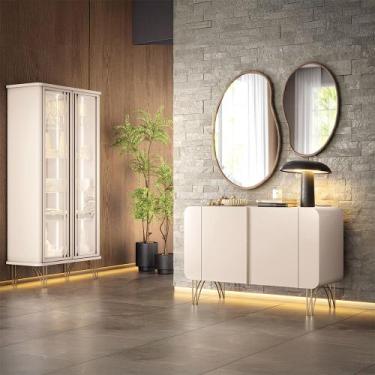 Imagem de Conjunto Decorativo 1 Cristaleira e 1 Buffet Texas/Bambino Off White G