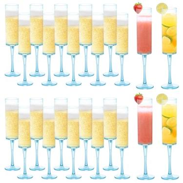 Imagem de BlueBark Taças de champanhe de plástico - 24 peças de taças de champanhe descartáveis de 170 g, taças de plástico para martini, decorações de casamento para recepção, decorações de formatura, grandes