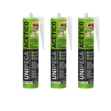 Imagem de Silicone acético branco prof 280ml unipega kit c/ 3un - 000245