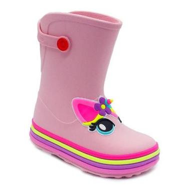 Imagem de Galocha Plugt Infantil Menina Unicórnio 3D Rosa, 23/24