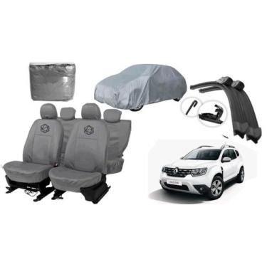 Imagem de Conjunto capa Duster couro cinza + protetor + limpador - ferro tech br