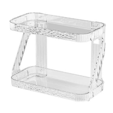 Imagem de Porta Treco Organizador Pia Penteadeira Cosmeticos Maquiagem Acrilico Adesivo Parede (Transparente)