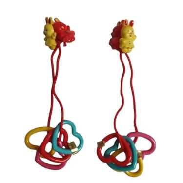 Imagem de 2 Pares Maria chiquinha Xuxa de cabelo Infantil Coelhinho Coração Fashion vermelho