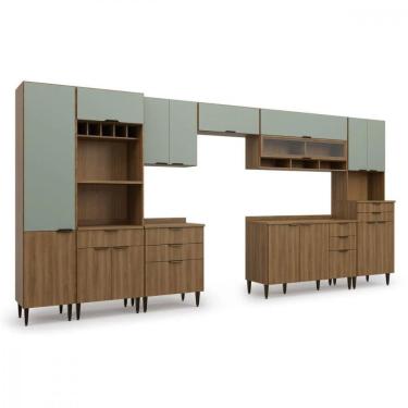 Imagem de Cozinha Completa 8 Peças Paris Nogal E Verde Mar Batrol Nogal / Verde Mar