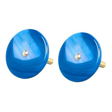 Imagem de Rockcloud Conjunto de 2 ganchos decorativos de fatia de ágata para pendurar com parafuso, ganchos resistentes de parede redondos para decoração de escritório em casa, azul