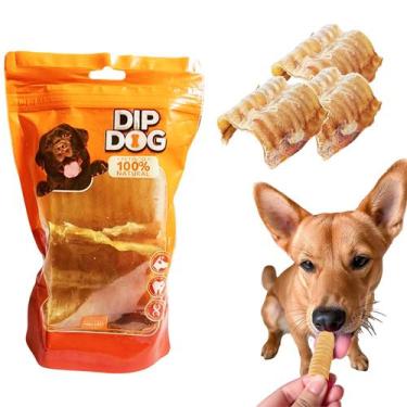 Imagem de Petisco Natural Cachorro Traqueia Bovina Mordedor Cães 50g - DIP DOG