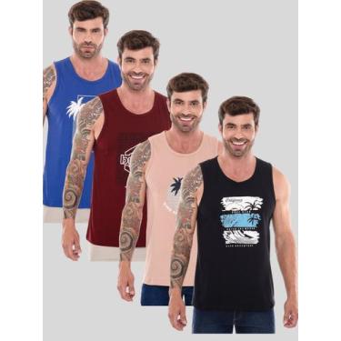 Imagem de Kit 5 Camiseta Regata Masculina Surf Moda Praia  - Liz Modas, Cores va
