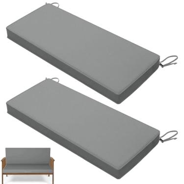 Imagem de Iristykilin Pacote com 2 almofadas de banco para ambientes externos – Almofada impermeável para móveis de pátio de 106 x 45 cm, almofada de balanço para varanda com laços e alça, almofada de sofá de