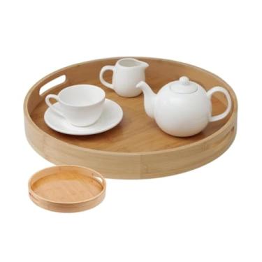 Imagem de Bandeja Redonda Luxuosa Decorativa com Alça – Cantinho do Café, Buffet, Mesa Posta