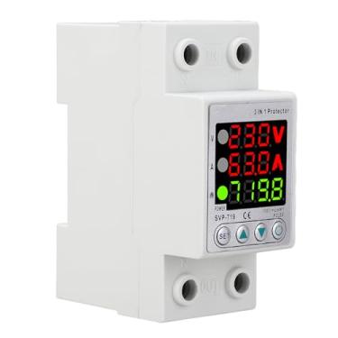 Imagem de Protetor de Tensão Ajustável, Dispositivo de Proteção Inteligente sobre Tensão Com Reinicialização Automática Com Display de Energia AC230V, Protetor de Tensão Inteligente (1‑63A