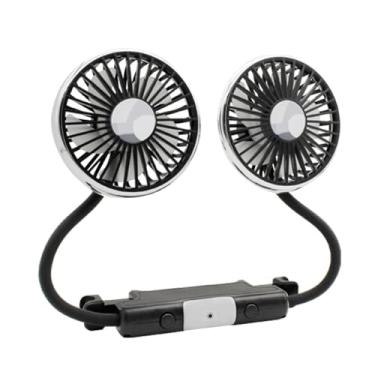 Imagem de Ventilador de Carro de Mangueira Dupla na Cabeça, Ventilador de Carro Ajustável Em 360 ° Com Luz LED, Motor de Cobre Puro de Baixo Ruído, Brilho de Luz de Dois Níveis, Ajuste de