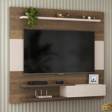 Imagem de Painel de TV 55 Polegadas para Sala Artely Monza, Pinho / Off White