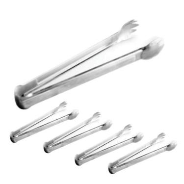 Imagem de Kit de 5 Pegadores De Churrasco Carne Gelo 19cm Aço Inox Cozinha Gourm