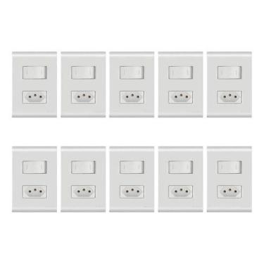Imagem de Kit 10 Interruptor Simples C/ Tomada 20a/250v Liz Tramontina, Branco