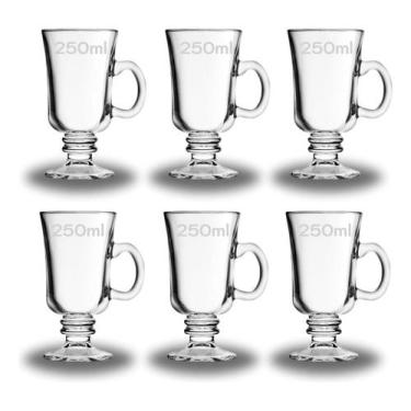Imagem de Kit Jogo 6 Taças Vidro 250ml Cappuccino Coffe Café Licor Restaurante B