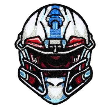 Imagem de Decoração para fãs de rúgbi Siam Accs capacete branco bordado time favorito dos fãs de futebol americano, passar a ferro, costurar, para roupas, mochilas, jeans, motocicleta, costurar, jaquetas