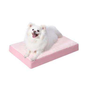 Imagem de KSIIA Cama ortopédica para cães, à prova d'água, para cães pequenos, de pelúcia, lavável, com espuma para ovos e capa removível, 58 x 43 cm, rosa