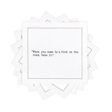 Imagem de Five Star Napkins Guardanapos de coquetel brancos – 50 guardanapos descartáveis de algodão de luxo para coquetéis com citações – 11,4 cm x 11,4 cm para bares domésticos, noites de jogos, bebidas