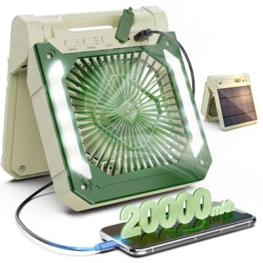 Imagem de Innopower Ventilador alimentado por bateria 20000 mAh ventilador solar portátil recarregável com lanterna LED, ventilador de acampamento sem fio de 3 velocidades com PowerBank, temporizador,