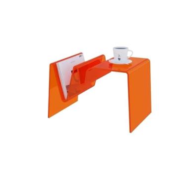 Imagem de Mesa de Centro Sofá acrílico criativo, mesa de café lateral pequena, biblioteca, móveis para sala de estar, armazenamento, mesas de chá pequenas transparentes Mesa de Chá(Orange)