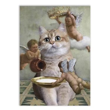 Imagem de Placa Decorativa Gato Coroado Tumblr Aesthetic Geek Pintura Decoração Poster Quarto Sala