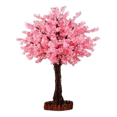 Imagem de Árvore De Cerejeira Artificial Realista, Plantas Artificiais Com Cerca E Gramado, Árvores Falsas Para Salas De Estar E Vilas(150x100cm/59x39in)
