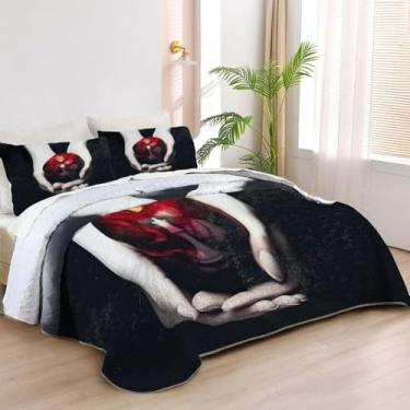 Imagem de Allenjoy Jogo de cama Queen Size Nightfall Romance Colchas de Vampiro Tecido Lavável com 2 Fronhas SC00114-007