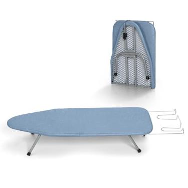 Imagem de BlissBoard Tábua De Passar Roupa Pequena Com Capa E Almofada, Mini Ferro Dobrável Portátil Pés Antiderrapantes, Mesa Compacta Para Viagem, 78 Cm X 30 Cm, Azul
