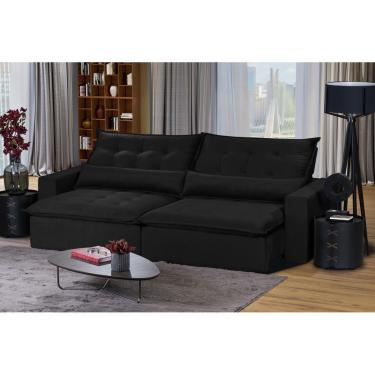 Imagem de Sofá 5 Lugares 2,50 Mt Com Molas Retrátil E Reclinável Preto