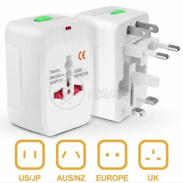 Imagem de Adaptador Tomada Universal Padrão 150 Países Uk Europa Eua Asia Viagem Bivolt 110/220 Bivolt Aio