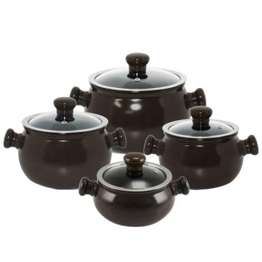 Imagem de Jogo De Panelas Em Cerâmica Premiere Com 4 Peças Ceraflame Chocolate