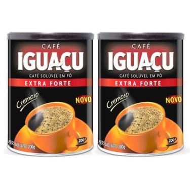 Imagem de 2 Café IGUAÇU Em Pó EXTRA FORTE Solúvel Cremoso 200g Lata