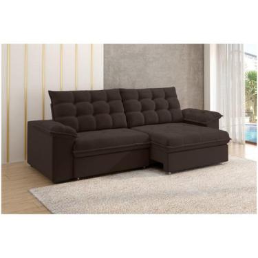 Imagem de Sofá 3 Lugares Retrátil Reclinável Veludo Vancouver Besthouse, Marrom,